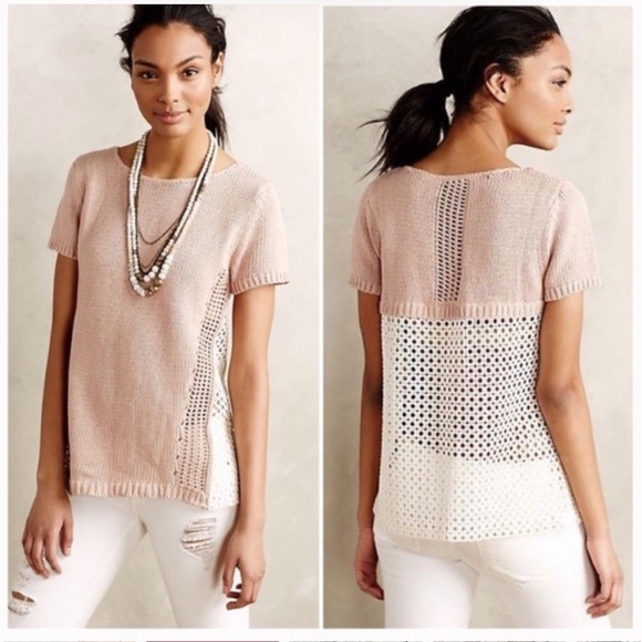 Anthropologie Tops - Anthropologie Moth Madeira Eyelet Pullover Top